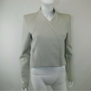 Helmut Lang Collarless Moto Jacket Light Grey Asymmetrical Jacket